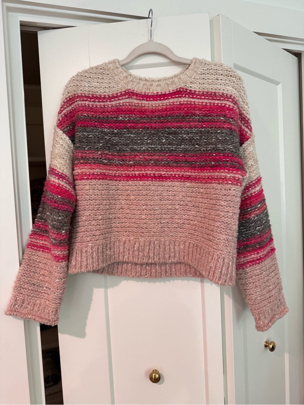 Pilcro Pink Stripe Knit Sweater